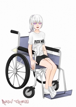 坐在轮椅上的卡通女孩残疾人png图片素材4324792