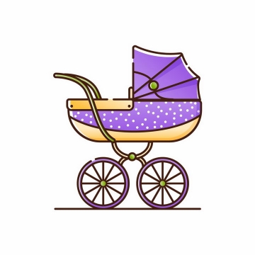 MBE风格紫色婴儿车侧面图png图片免抠素材