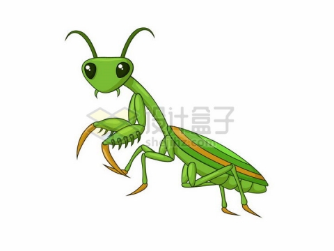 可爱的卡通绿色螳螂png图片免抠矢量素材