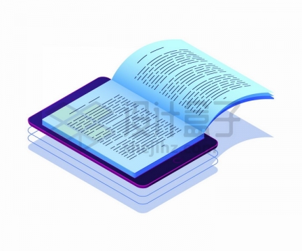 平板电脑上打开的书本象征了手机阅读png图片免抠矢量素材