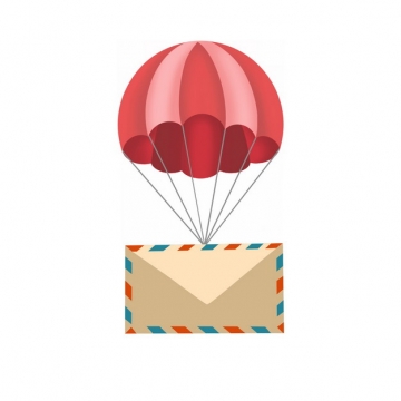红色降落伞吊着信封扁平插画430037png图片素材
