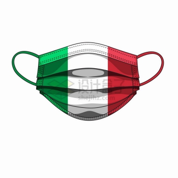 意大利国旗图案的一次性医用口罩png图片免抠矢量素材