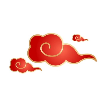 金色描边风格红色中国风祥云图案png图片免抠素材