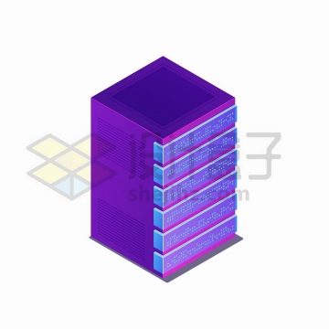 2.5D风格紫色服务器机架png图片免抠矢量素材