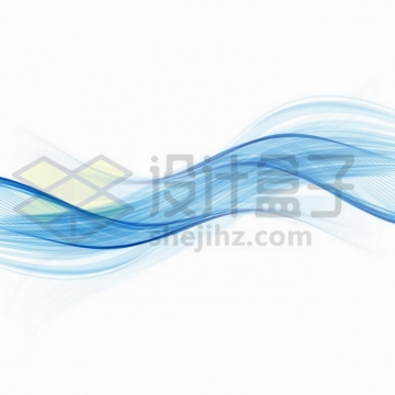 蓝色波浪线组成的唯美曲线装饰png图片免抠矢量素材