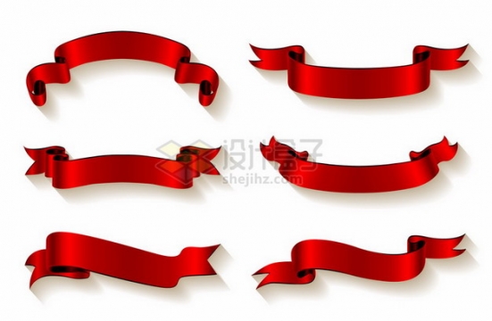 6款红色丝绸飘带彩带装饰404520png图片素材