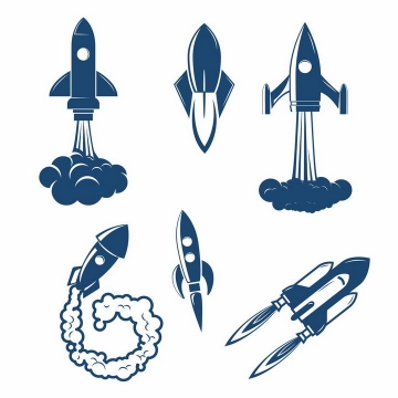 各种蓝色白色的火箭和航天飞机png图片免抠eps矢量素材